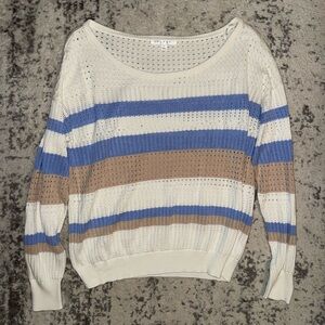 Cyrus Cream, Blue, and Brown Striped Sweater